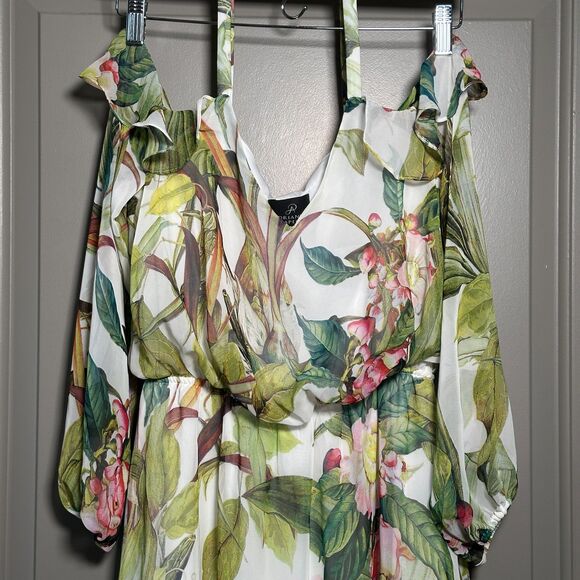 Adrianna Papell Floral Cold Shoulder Mini Dress Size 2 Spring Garden Party - Picture 8 of 11